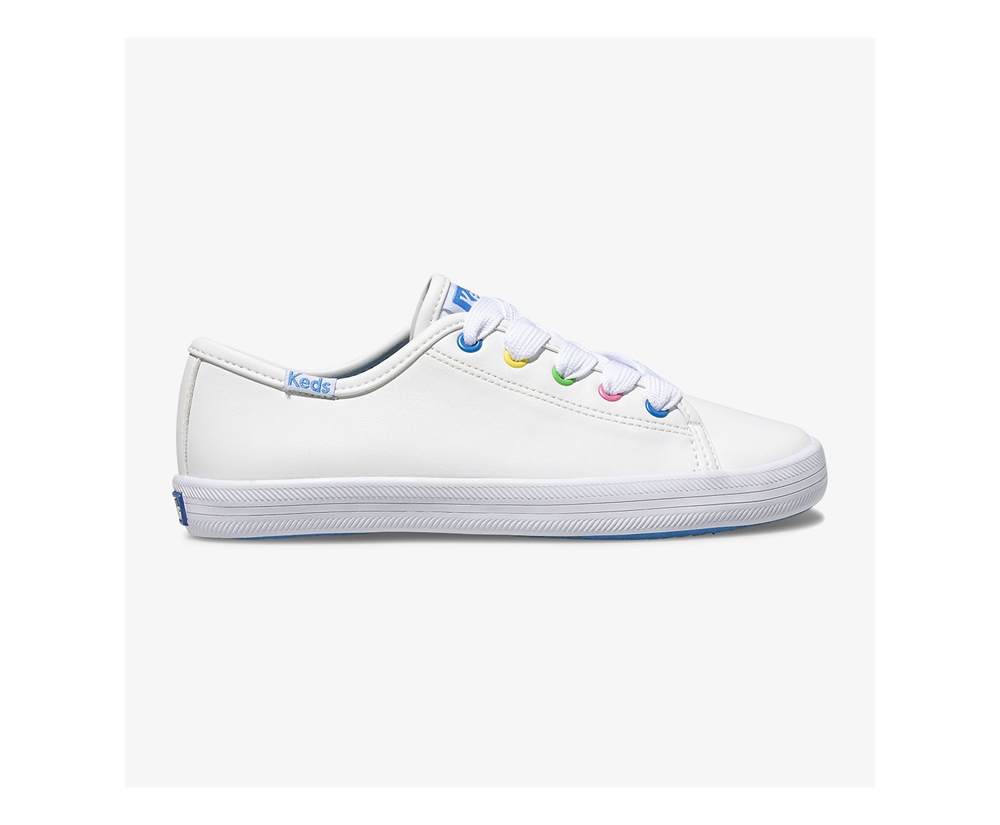 Basket Keds Enfant Blanche - Kickstart Multi-Color Eyelets - 615-AYPVER